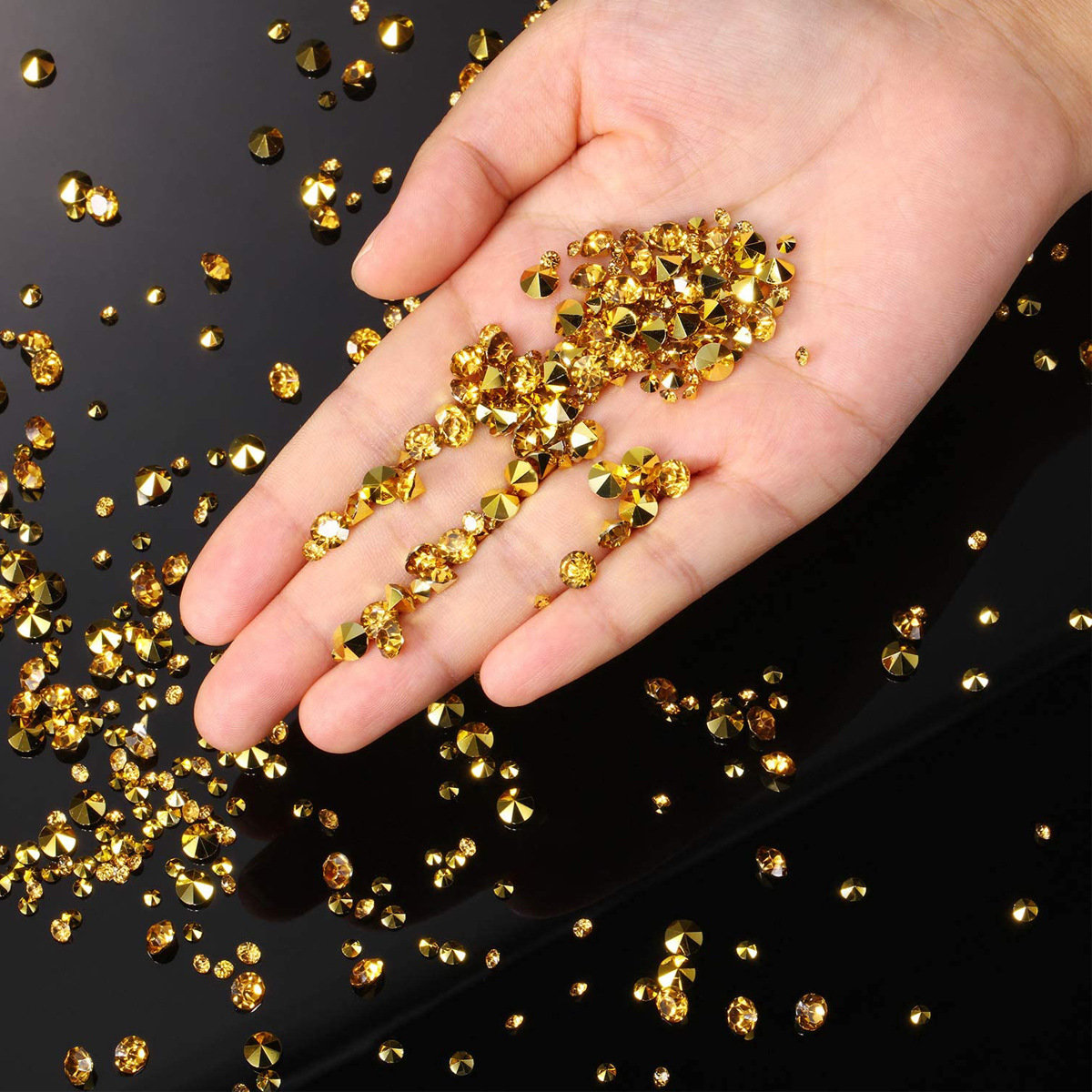 Art Craft House Making - 1000pcs Gold Pointed Rhinestones, 3mm Crystal