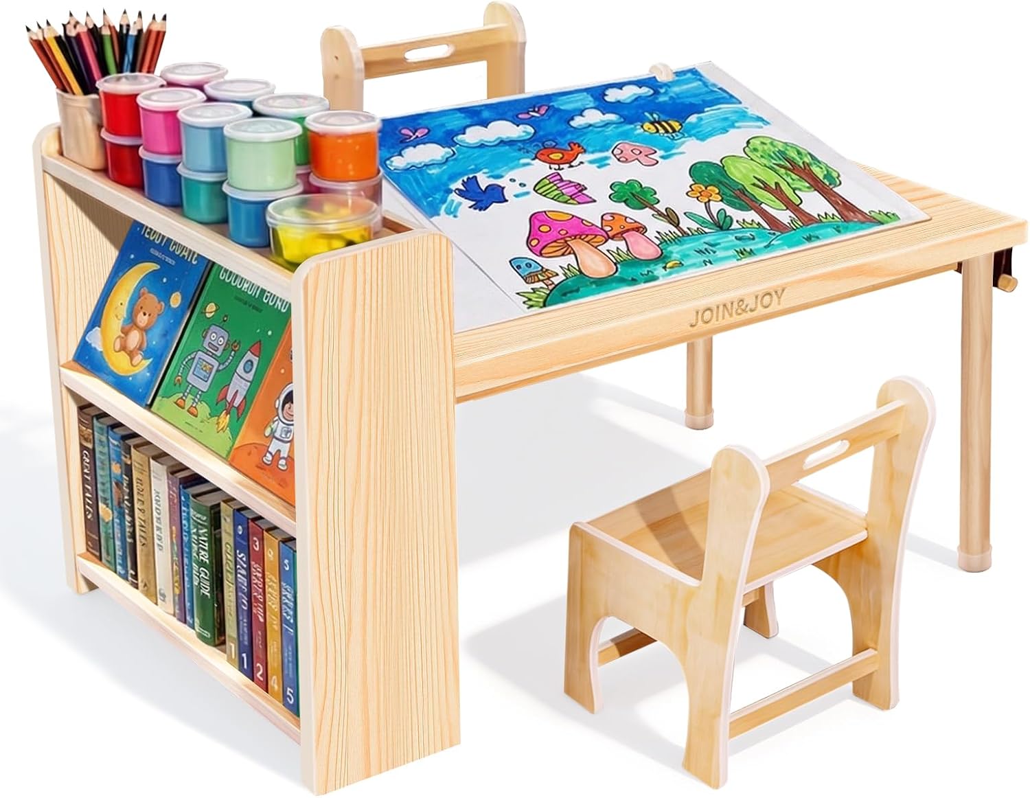 Art Craft For Toddlers - Kids Wooden Art Table 2 Chair