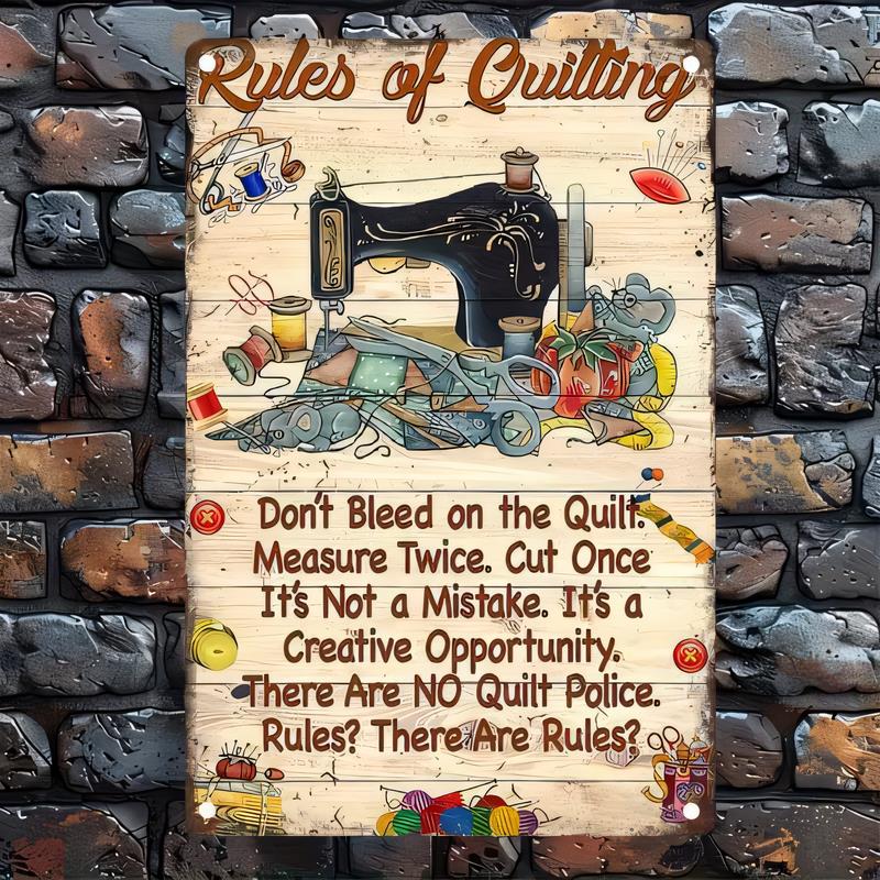 Art Craft Quotes - Vintage Quilting Rules Metal Tin Sign