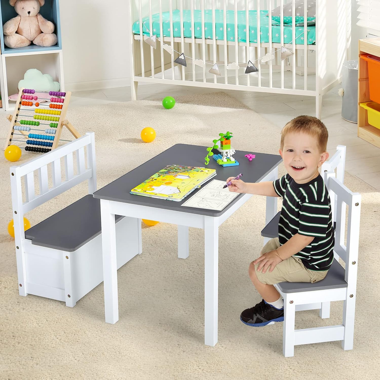 Wood Kids Table & Chair Set wi - огляд і ціна Art Craft For Toddlers