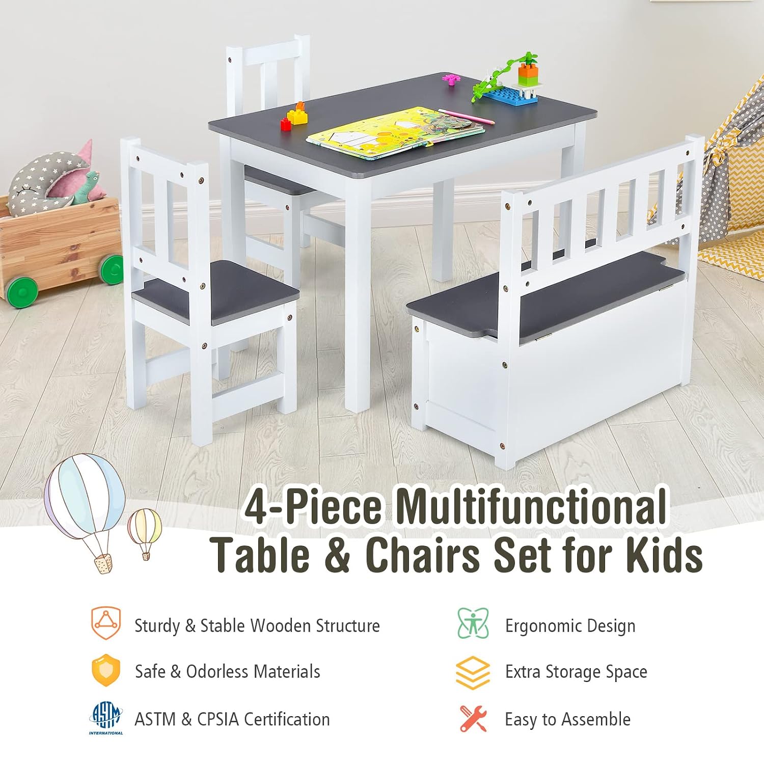 Wood Kids Table & Chair Set wi - огляд і ціна Art Craft For Toddlers