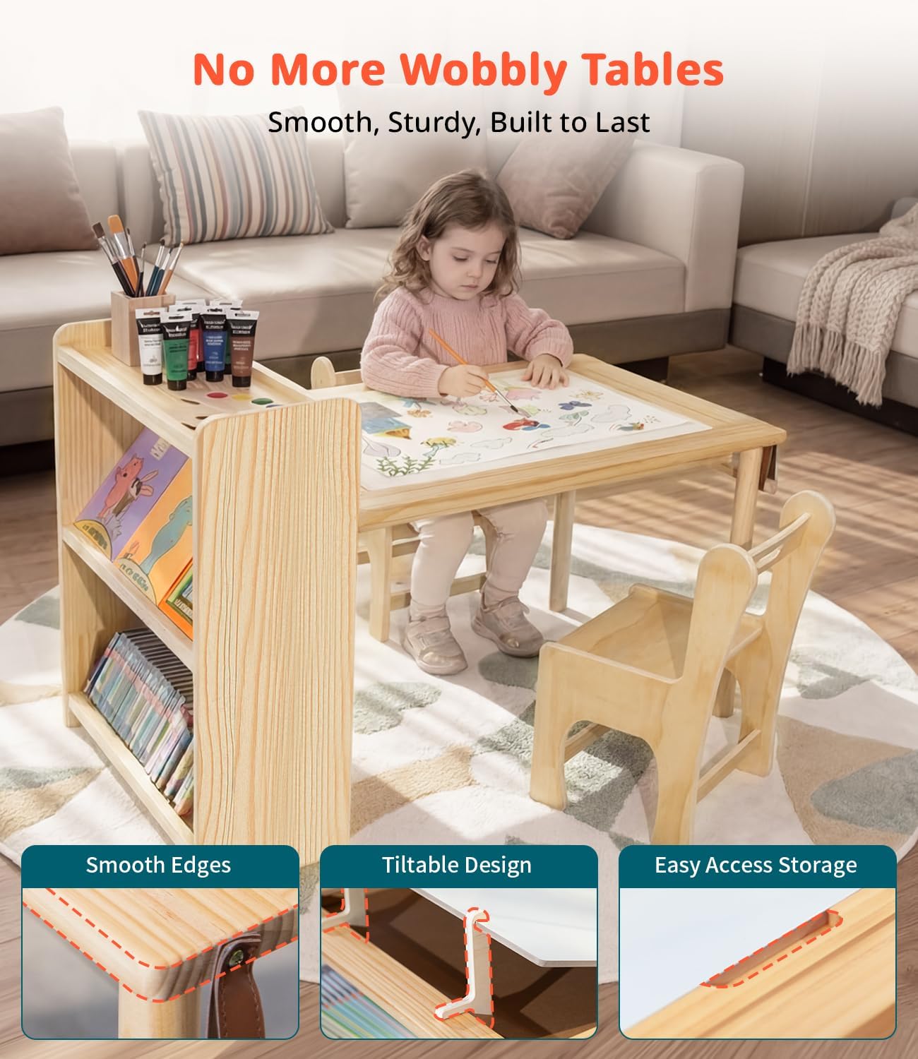 Kids Wooden Art Table 2 Chair  - огляд і ціна Art Craft For Toddlers
