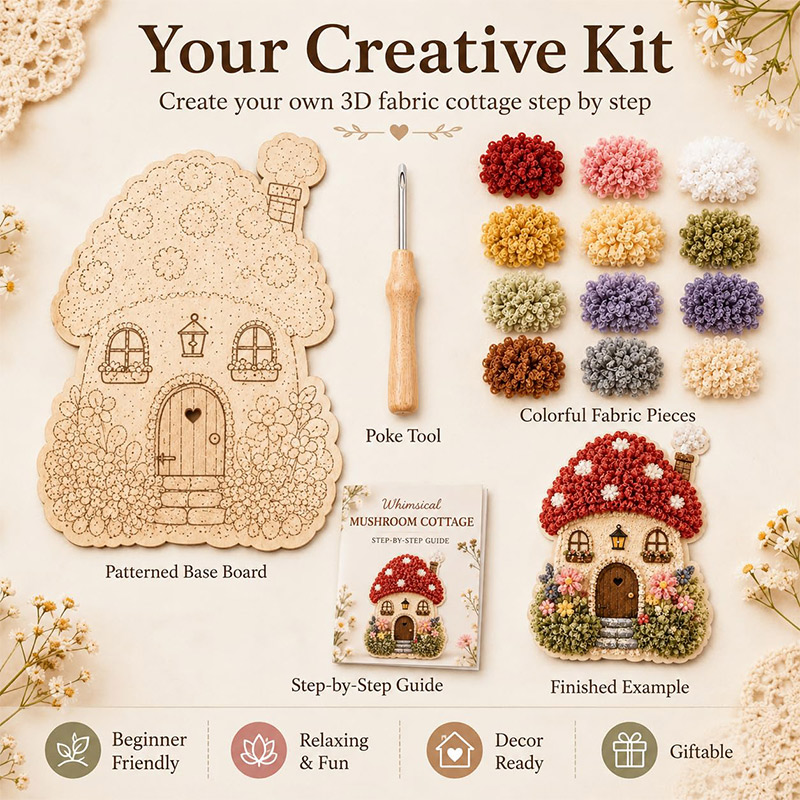 3D Mushroom House Poke Art DIY - огляд і ціна Craft Art Set