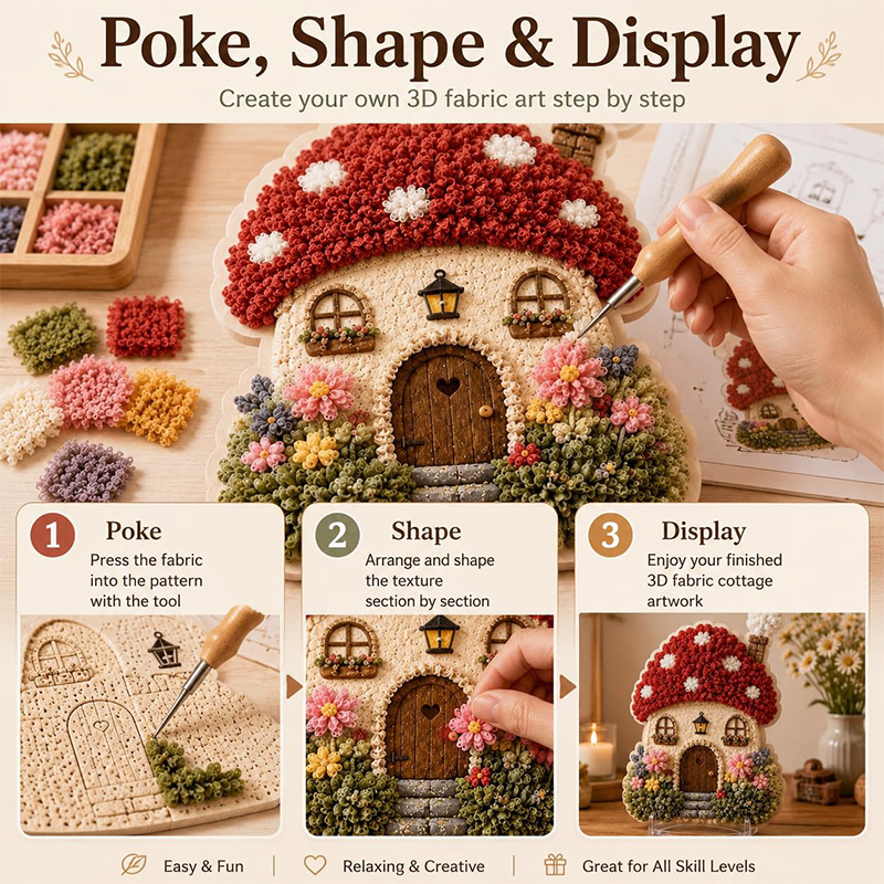 3D Mushroom House Poke Art DIY - огляд і ціна Craft Art Set